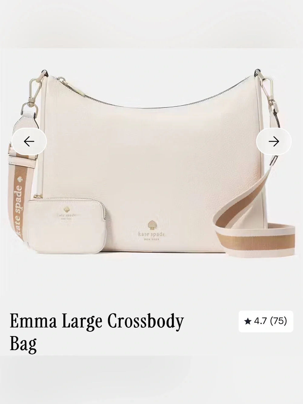 NWT: Kate Spade Emma Large Crossbody Bag